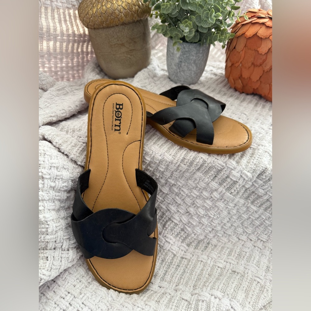 Born Black Leather Sandals